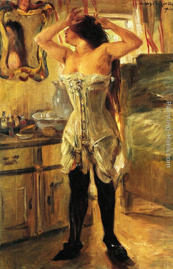 In a Corset painting - Lovis Corinth In a Corset art painting
